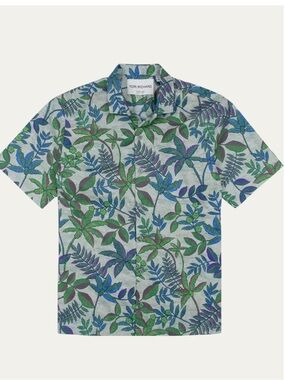 Tori Richard Moire Effect Cotton Lawn Shirt Tropical  Men’s XL Optical Illusion